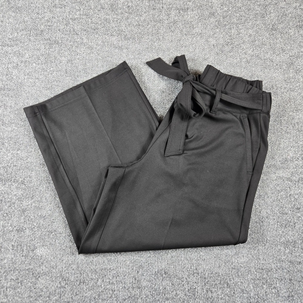 Joes & CO. Wide Leg Tie Waist Pants Womens L Black  Stretch Trousers